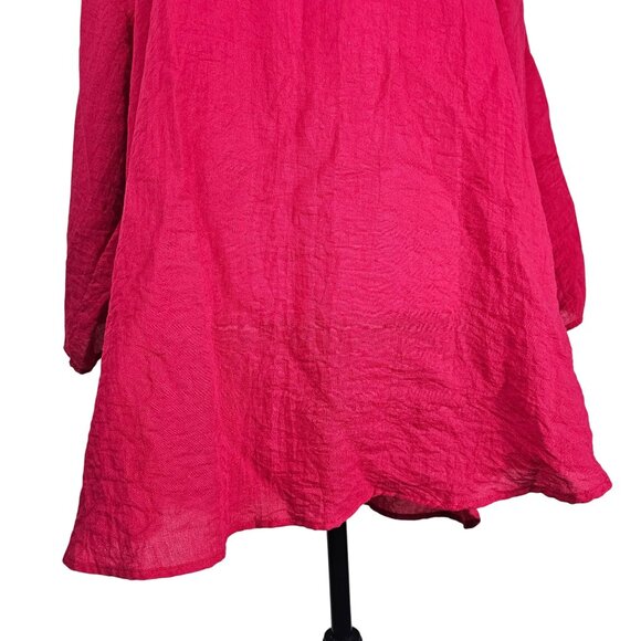 Yushi Poppy Red Swing Tunic Top OS Tie Sleeve Rayon Blend Lagenlook Scandi Boho - Picture 5 of 11